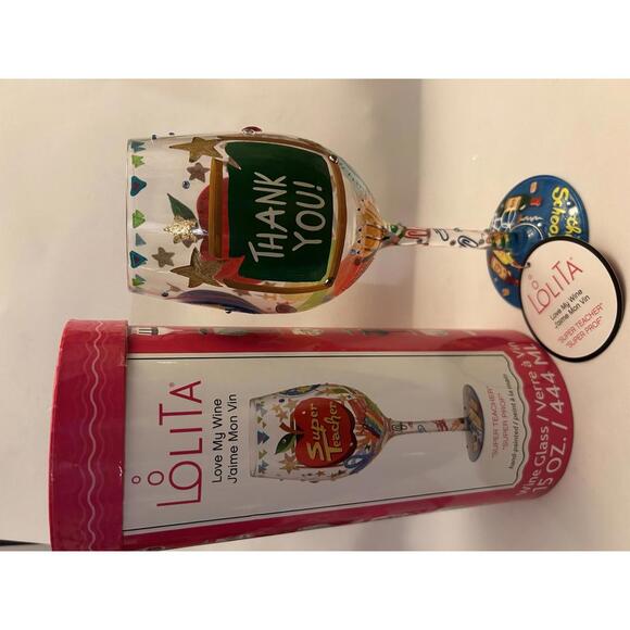 Lolita Super Teacher Wine Glass 15 oz Drink Recipe BNWT NEW in Box - Picture 2 of 4